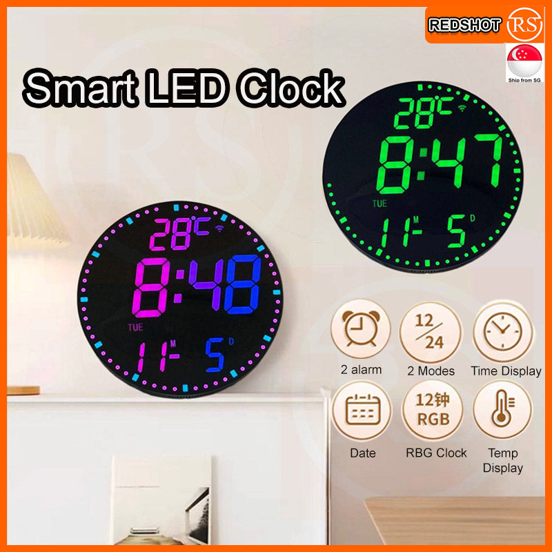 LED Digital Wall Clock Large Screen Temperature Date Day Display Smart Wifi , Tuya / Smart Life